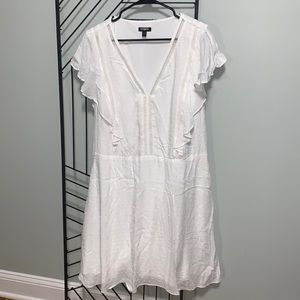 White ruffle sleeve dress